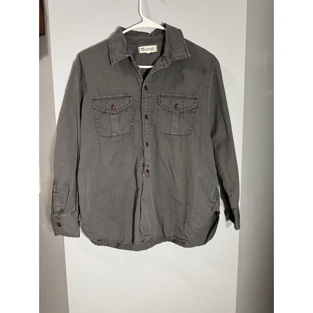 Madewell charcoal gray 3/4 button utility style‎ top small